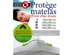 OLYMPE LITERIE | Protège Matelas Absorbant SONGE 180x200 Cm | Coton Gratté -Herman Miller Magasin linge de lit 11201659