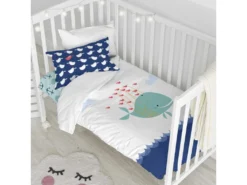 Parure Housse De Couette Lit Bébé 115x145 Cm Whale