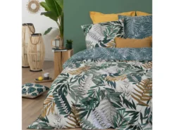 Parure De Lit 2 Personnes 260 X 240 Cm Housse De Couette Avec 2 Taies Imprimé Tropik -Herman Miller Magasin linge de lit 12441229