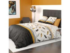 Housse De Couette 140x200 Cm + 1 Taie D'oreiller 63x63 Cm 100% Coton 57 Fils Plumes