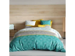 Housse De Couette 240x260 Cm + 2 Taies D'oreiller 63x63 Cm 100% Coton 57 Fils Aurah