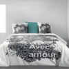 Housse De Couette 220x240 Cm + 2 Taies D'oreiller 100% Coton Bio 47 Fils Avec Amour