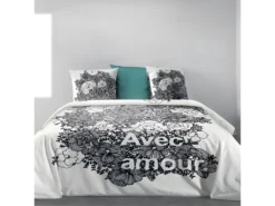 Housse De Couette 220x240 Cm + 2 Taies D'oreiller 100% Coton Bio 47 Fils Avec Amour