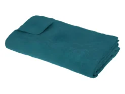 Dessus De Lit Réversible Bleu Canard Imprimé Jungle 240 X 260 Cm Avec 2 Taies