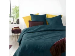 Dessus De Lit Réversible Bleu Canard Imprimé Jungle 240 X 260 Cm Avec 2 Taies -Herman Miller Magasin linge de lit 12566545