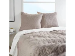 Dessus De Lit Beige Lin Motif Tresse 240 X 260 Cm Avec 2 Taies -Herman Miller Magasin linge de lit 12569495