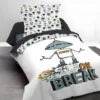 Parure De Couette 140 X 200 "take A Break" Réversible 100% Coton / 57 Fils/cm²