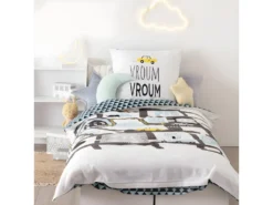 Parure De Couette 140 X 200 "route" Réversible 100% Coton / 57 Fils/cm²