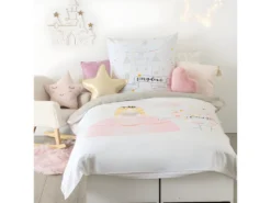 Parure De Couette 140 X 200 "princesse" Réversible 100% Coton / 57 Fils/cm²