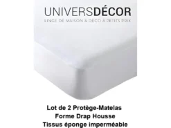 Lot De 2 Protèges Matelas Imperméable, Absorbant Et Anti-acariens 140 X 190 Cm