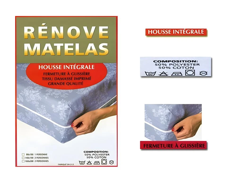 Housse À Matelas Damassé 90 X 190 Cm - Rénove Matelas 3 Housse À Matelas Damassé 90 X 190 Cm - Rénove Matelas – Image 3