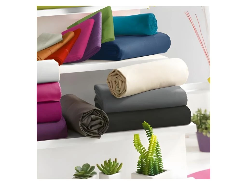 Drap Housse 57 Fils/cm² - Noir - 160 X 200 Cm 2 Drap Housse 57 Fils/cm² - Noir - 160 X 200 Cm – Image 2