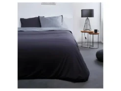 Noa - Parure De Lit - Coton - 2 Personnes - 220 X 240 Cm - Bicolore Gris