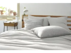 Taie D'oreiller Tissé-teint Petits Carreaux Déco "Gaze De Coton" - Gaïa Mix Nuage - 60 X 60 Cm -Herman Miller Magasin linge de lit 13545463