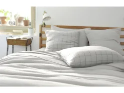 Taie D'oreiller Tissé-teint Grands Carreaux Déco "Gaze De Coton" - Gaïa Match Nuage - 60 X 60 Cm -Herman Miller Magasin linge de lit 13545489