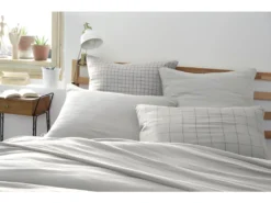 Taie D'oreiller Tissé-teint Grands Carreaux Déco "Gaze De Coton" - Gaïa Match Nuage - 60 X 60 Cm -Herman Miller Magasin linge de lit 13545491