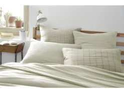 Taie D'oreiller Tissé-teint Grands Carreaux Déco "Gaze De Coton" - Gaïa Match Vert D'eau - 50 X 70 Cm -Herman Miller Magasin linge de lit 13545521