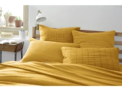 Taie D'oreiller Tissé-teint Grands Carreaux Déco "Gaze De Coton" - Gaïa Match Safran - 60 X 60 Cm -Herman Miller Magasin linge de lit 13545611