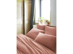 Taie D'oreiller Brodée Déco"Gaze De Coton" - Gaïa Boho Rose Pêche - 50 X 70 Cm -Herman Miller Magasin linge de lit 13545841