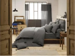 Housse De Couette "Gaze De Coton" - Gaïa Granit - 240 X 220 Cm