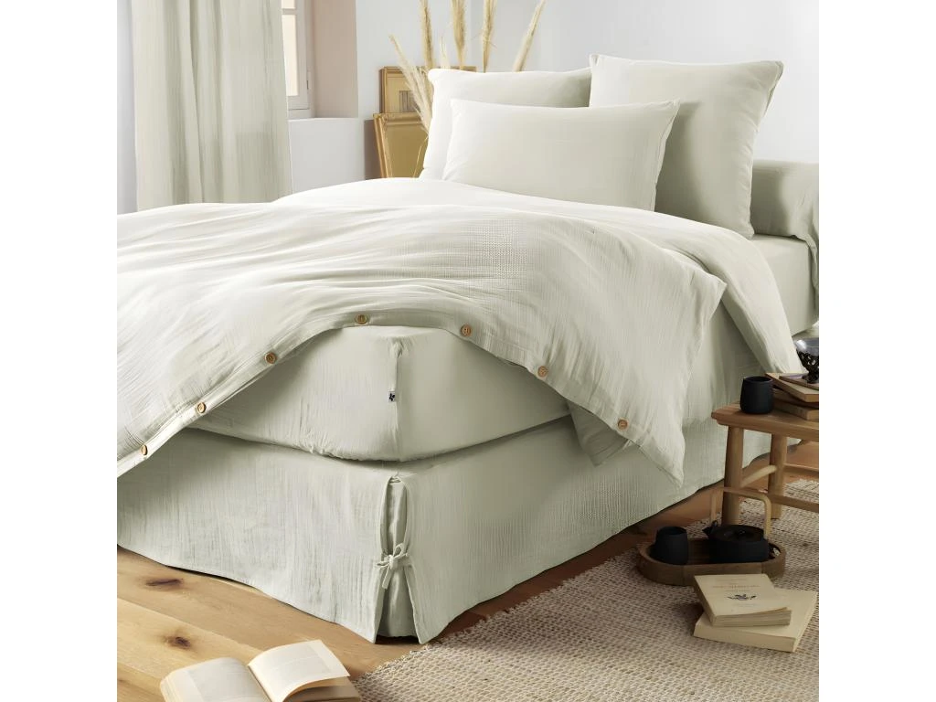 Housse De Couette "Gaze De Coton" - Gaïa Vert D'Eau - 200 X 200 Cm 2 Housse De Couette "Gaze De Coton" - Gaïa Vert D'Eau - 200 X 200 Cm – Image 2