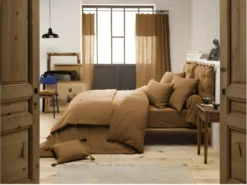 Housse De Couette "Gaze De Coton" - Gaïa Camel - 240 X 220 Cm