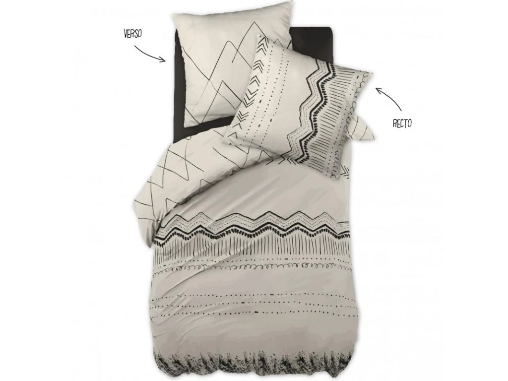 Parure De Couette 140 X 200 "Minots" Réversible 100% Coton / 57 Fils/cm² - Berbère 1 Parure De Couette 140 X 200 "Minots" Réversible 100% Coton / 57 Fils/cm² - Berbère