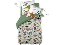 Parure De Couette 140 X 200 "Minots" Réversible 100% Coton / 57 Fils/cm² - Crétacé