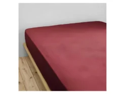 Drap Housse "Gaze De Coton" - Gaïa Lie De Vin - 180 X 200 Cm Bonnet De 30 Cm
