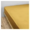 Drap Housse "Gaze De Coton" - Gaïa Safran - 90 X 190 Cm Bonnet De 30 Cm