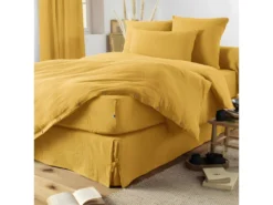Drap Housse "Gaze De Coton" - Gaïa Safran - 160 X 200 Cm Bonnet De 30 Cm -Herman Miller Magasin linge de lit 13549317