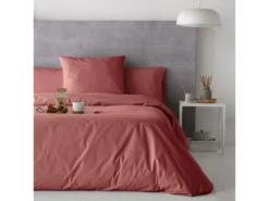 Housse De Couette Unie En Coton Rose Foncé 200x200 Cm PURE