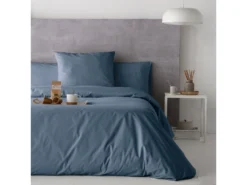 Housse De Couette Unie En Coton Denim 155x220 Cm PURE