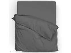 Drap Housse 160x200 Cm Satin De Coton SAPRI Gris Acier -Herman Miller Magasin linge de lit 14141995