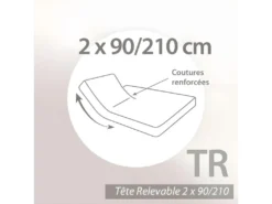 Drap Housse Relaxation Uni 2x90x210 Cm Coton ALTO Macaron TR Tête Relevable Uniquement -Herman Miller Magasin linge de lit 14148917