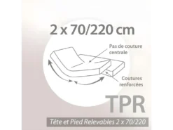 Drap Housse Relaxation Uni 2x70x220 Cm Coton ALTO Blanc TPR Tête Et Pied Relevable -Herman Miller Magasin linge de lit 14150707