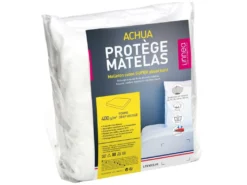 Protège Matelas 120x200 Cm ACHUA Molleton Coton 400 G/m2 Bonnet 40cm