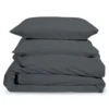 Parure De Lit Unie 2 Personnes Percale De Coton : Housse 240x260cm+ 2 Taie 65x65cm- Anthracite