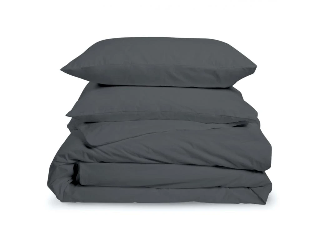 Parure De Lit Unie 2 Personnes Percale De Coton : Housse 240x260cm+ 2 Taie 65x65cm- Anthracite 1 Parure De Lit Unie 2 Personnes Percale De Coton : Housse 240x260cm+ 2 Taie 65x65cm- Anthracite