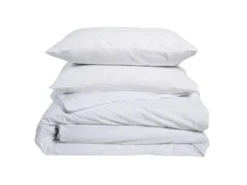 Parure De Lit Unie 2 Personnes Percale De Coton : Housse 220x240cm+ 2 Taie 65x65cm- Blanc