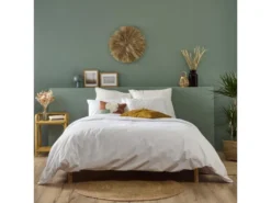 Parure De Lit Unie 2 Personnes Percale De Coton : Housse 220x240cm+ 2 Taie 65x65cm- Blanc -Herman Miller Magasin linge de lit 14983177