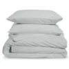 Parure De Lit Unie 2 Personnes Percale De Coton : Housse 220x240cm+ 2 Taie 65x65cm- Gris Clair