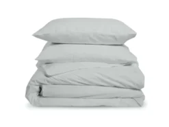 Parure De Lit Unie 2 Personnes Percale De Coton : Housse 220x240cm+ 2 Taie 65x65cm- Gris Clair