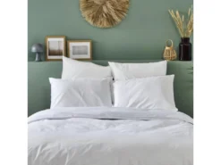 Parure De Lit Unie 1 Personne Percale De Coton : Housse 140x200cm+ 1 Taie 65x65cm- Blanc -Herman Miller Magasin linge de lit 14983211
