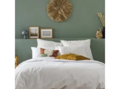 Parure De Lit Unie 2 Personnes Percale De Coton : Housse 240x260cm+ 2 Taie 65x65cm- Blanc -Herman Miller Magasin linge de lit 14983225