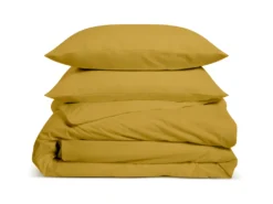 Parure De Lit Unie 100% Percale De Coton - Moutarde - 140x200cm