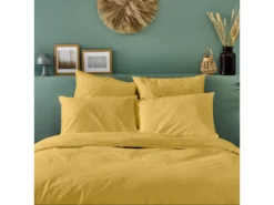 Parure De Lit Unie 100% Percale De Coton - Moutarde - 140x200cm -Herman Miller Magasin linge de lit 15070087