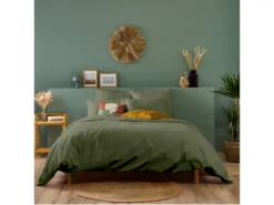 Parure De Lit Unie 100% Percale De Coton - Kaki - 140x200cm -Herman Miller Magasin linge de lit 15070117