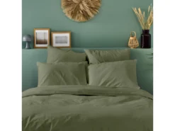 Parure De Lit Unie 100% Percale De Coton - Kaki - 140x200cm -Herman Miller Magasin linge de lit 15070119