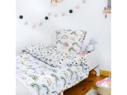 CIELO - Parure De Lit Coton Motif Arc-en-Ciel Housse De Couette 140x200cm + Taie D'Oreiller -Herman Miller Magasin linge de lit 15885781